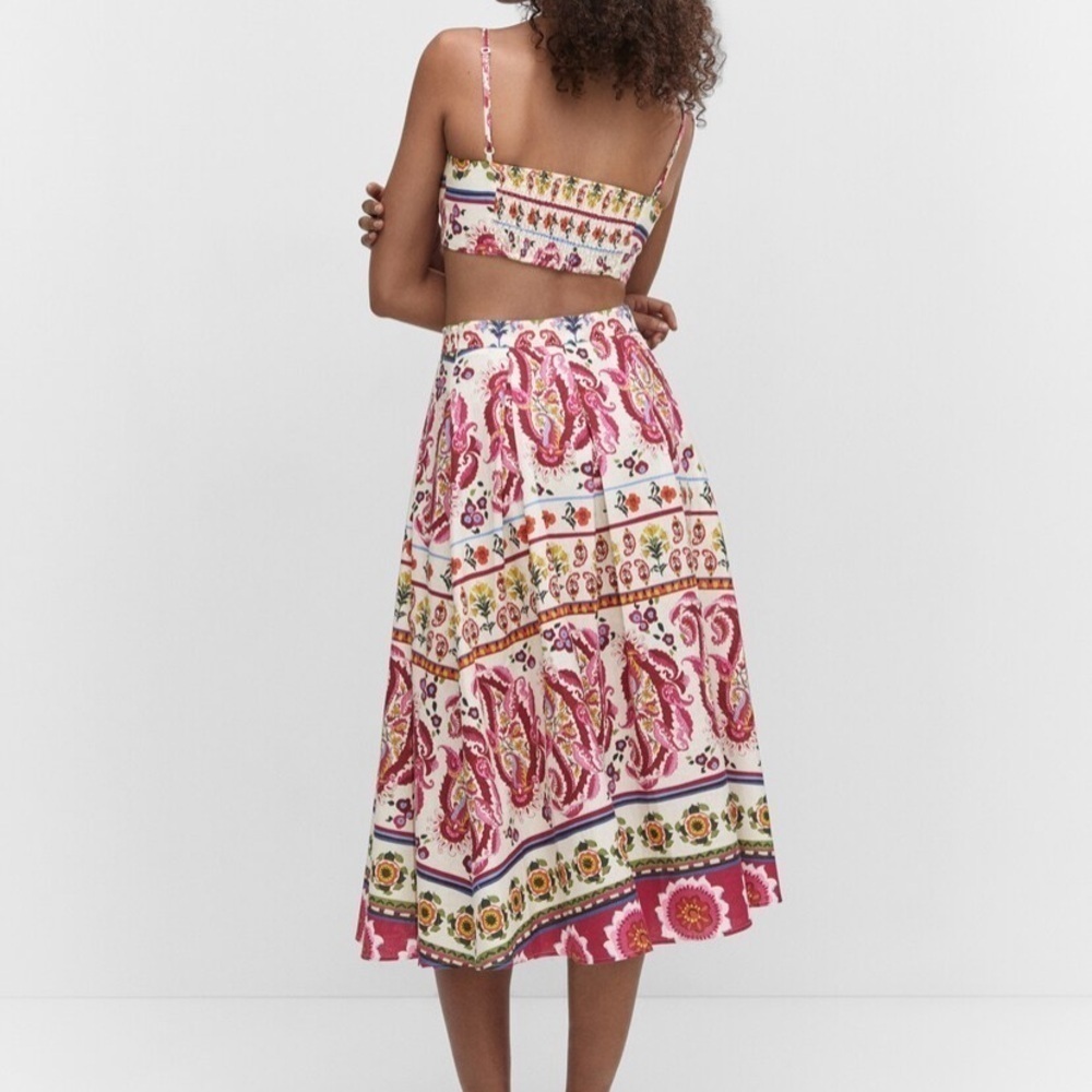Caroline Constas NWT Linen Floral Printed Long Midi Skirt Size XS - Picture 4 of 15